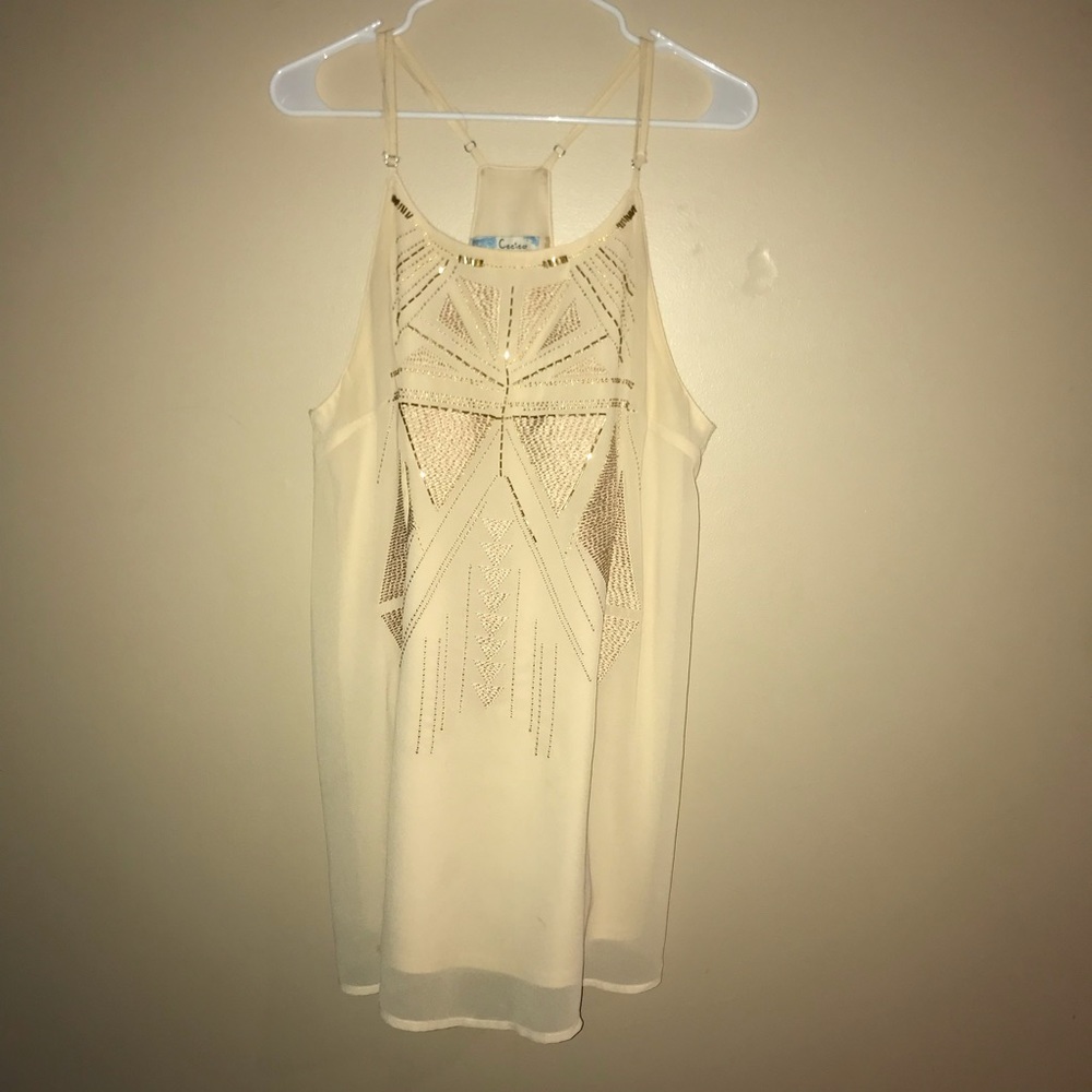 Cecico✨ Geometric Beaded Halter Dress👗